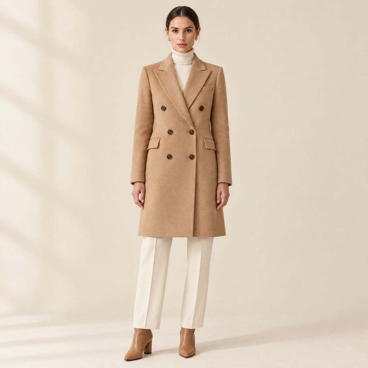 Colette Double-Breasted Coat in Brown