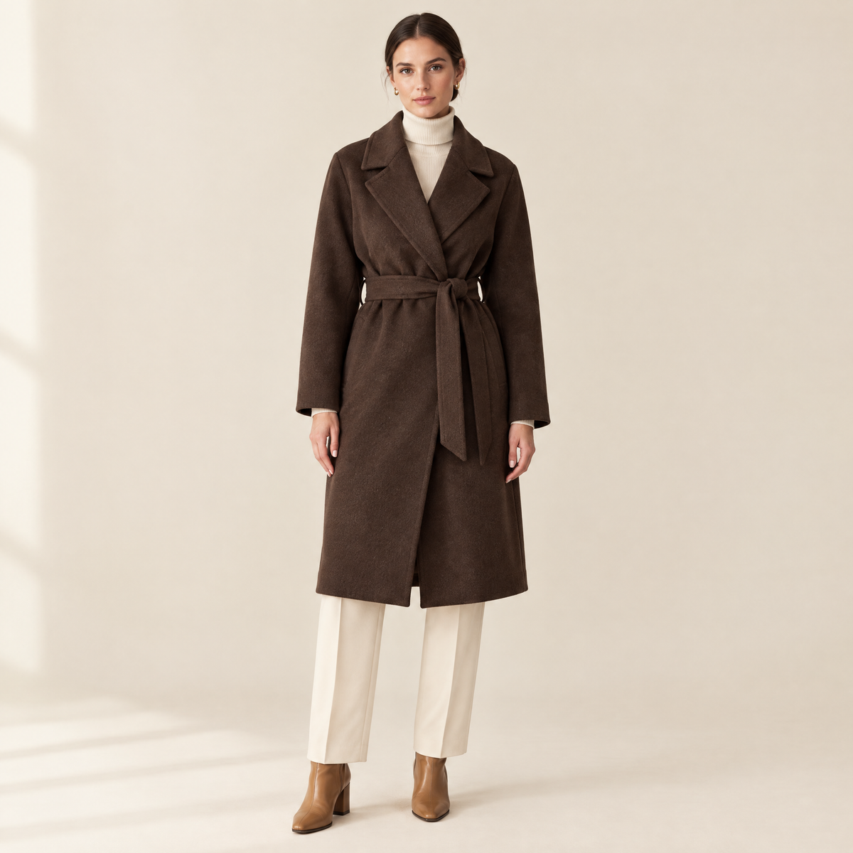 Ingrid Wrap Coat in Brown