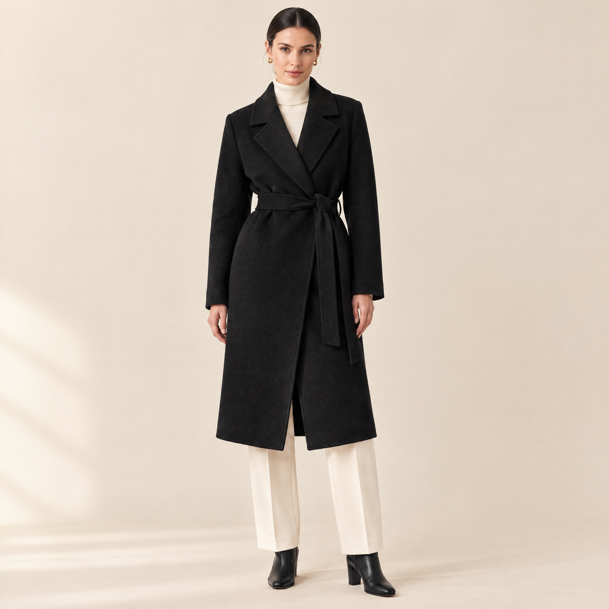 Ingrid Wrap Coat in Black