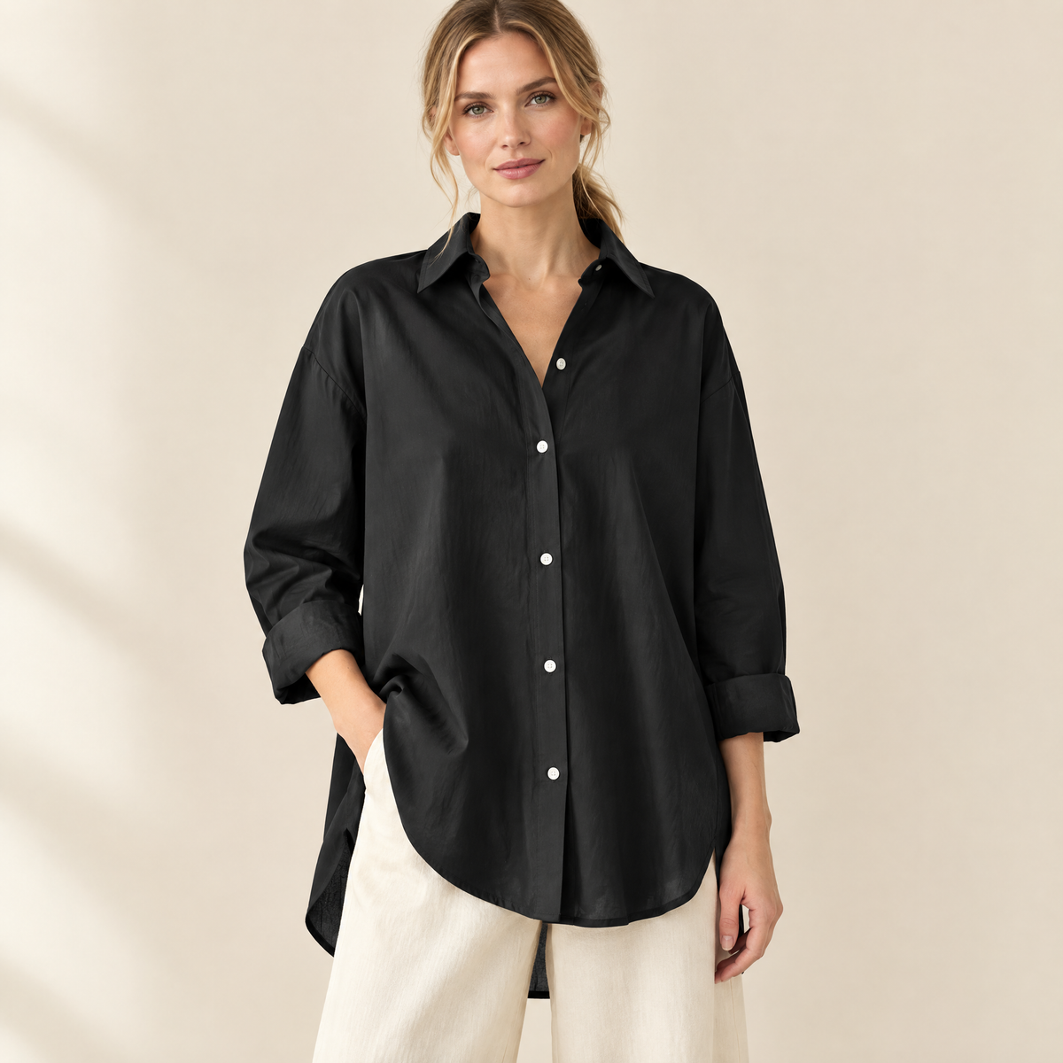 Maeve Oversized Shirt in Black