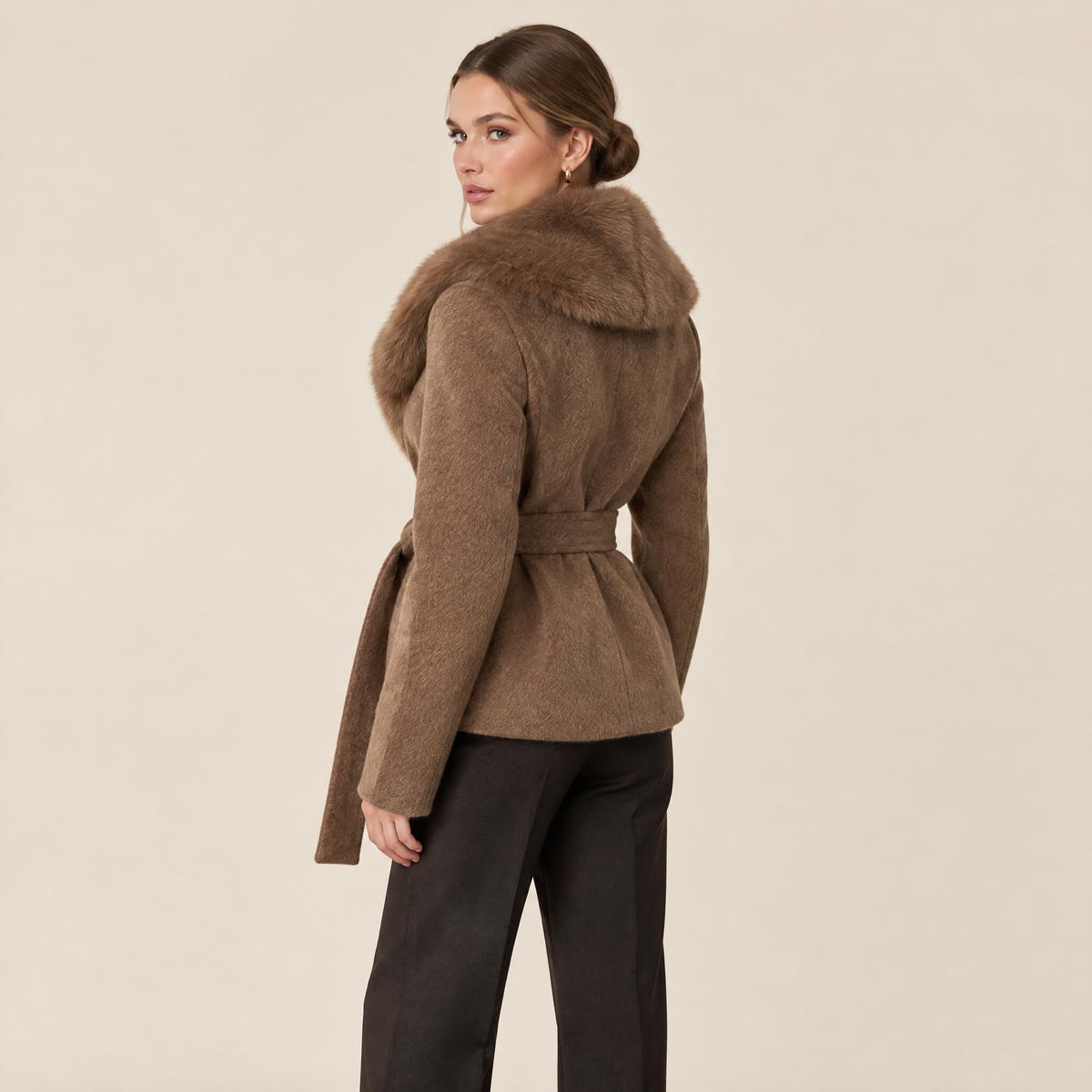 Selene Collar Jacket in camel, back view