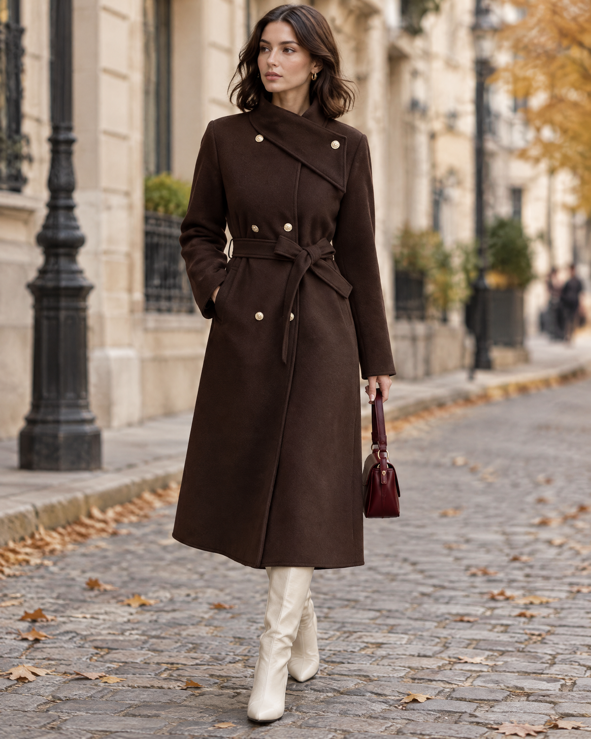 Vivienne Belted Longline Coat styled outdoors