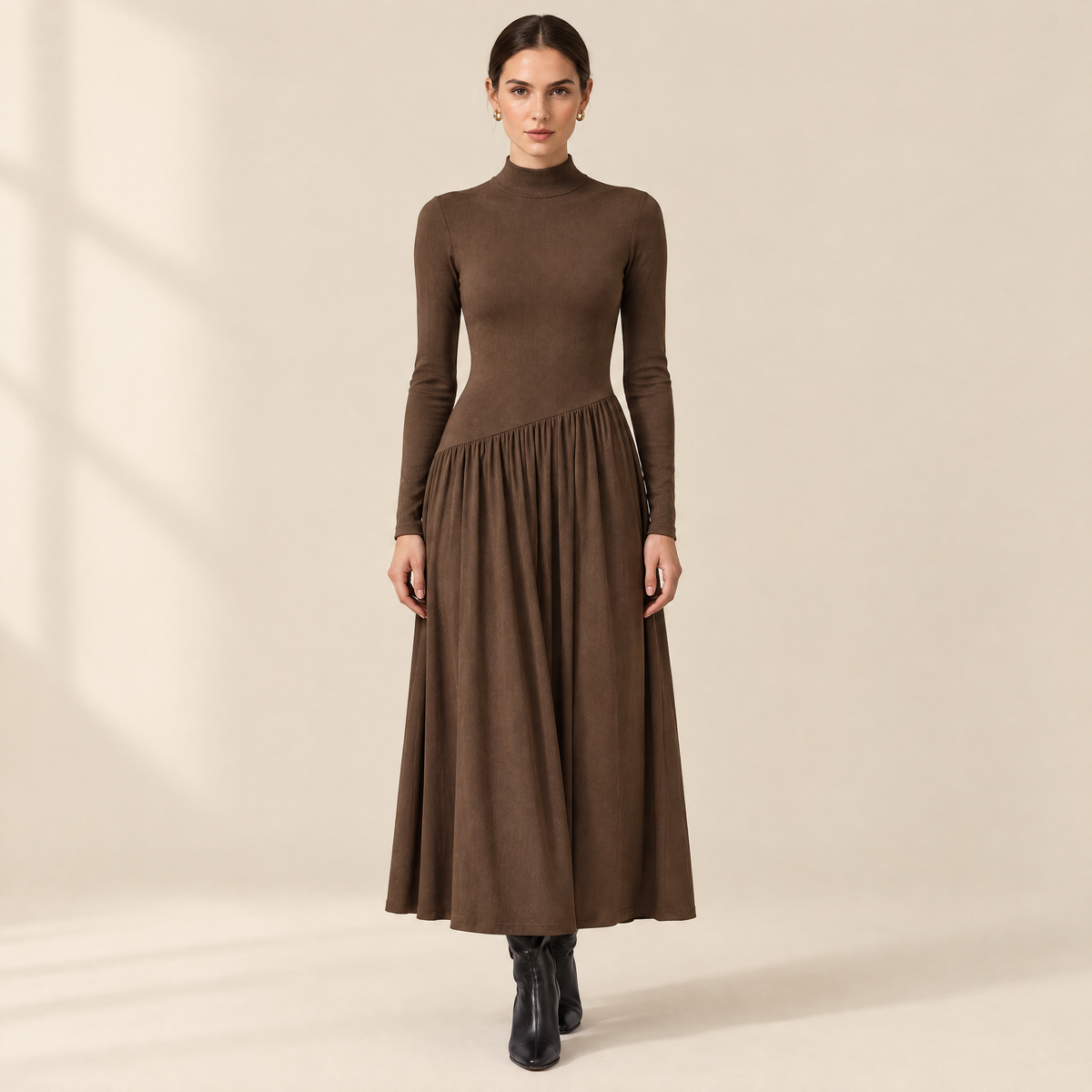 Greta Mock-Neck Midi Dress