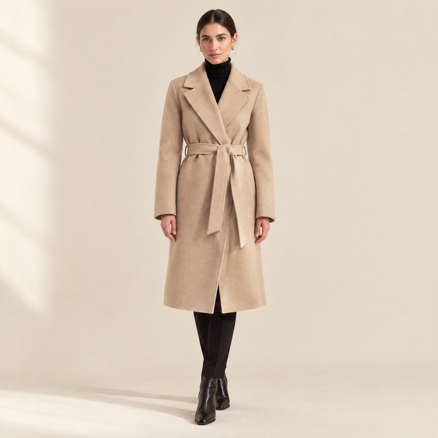 Ingrid Wrap Coat in Camel