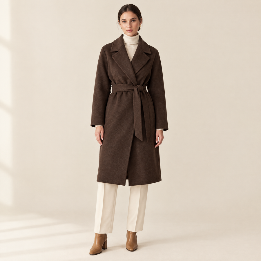 Ingrid Wrap Coat in Brown
