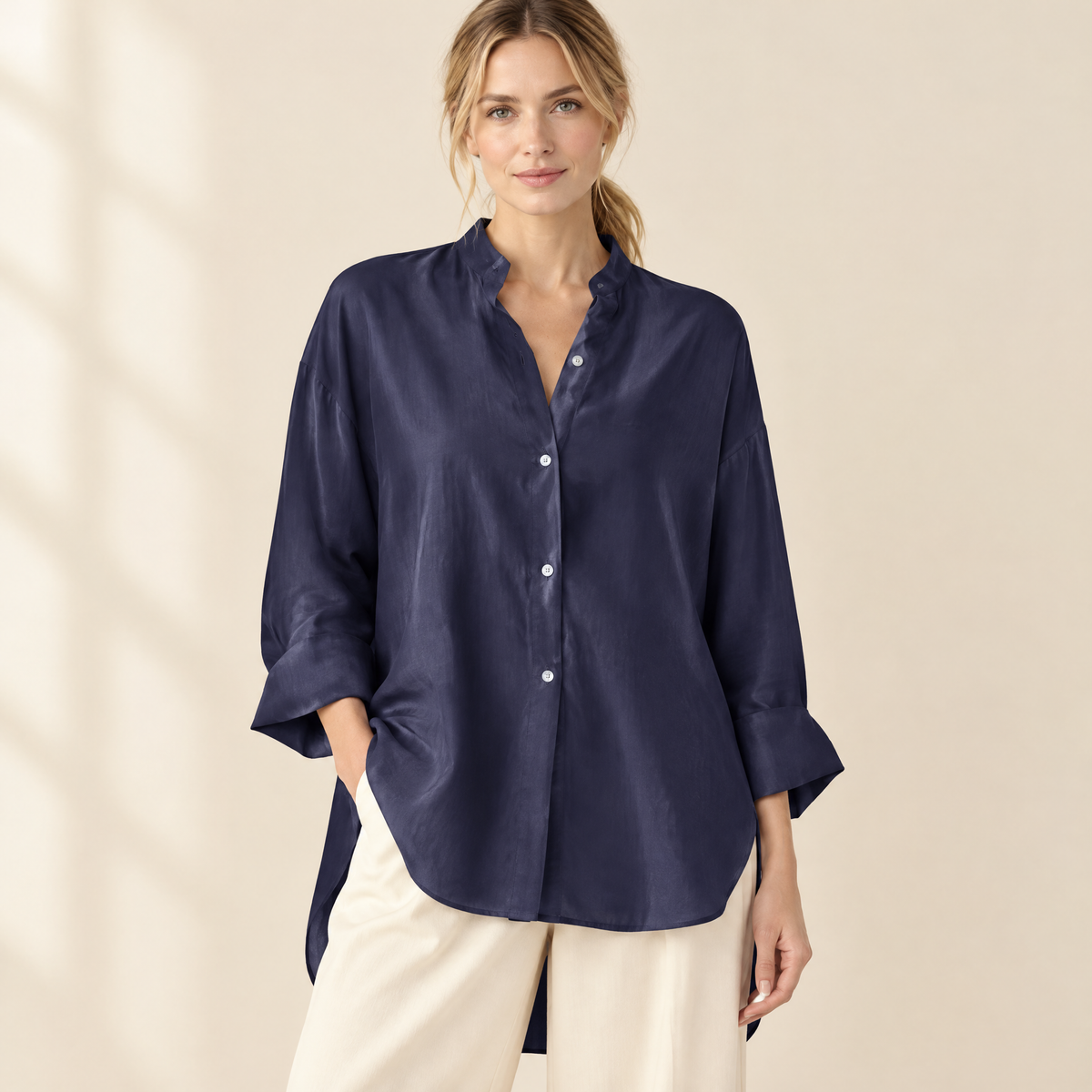 Maeve Oversized Shirt in Navy