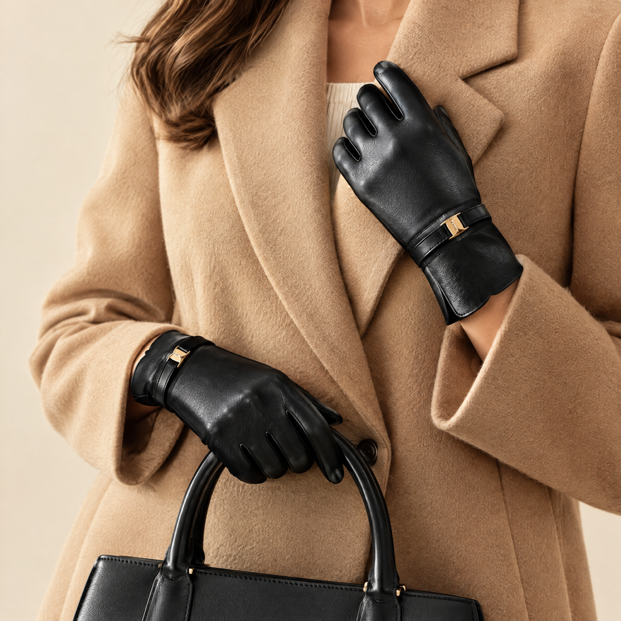 Hollis Buckle Gloves in Black