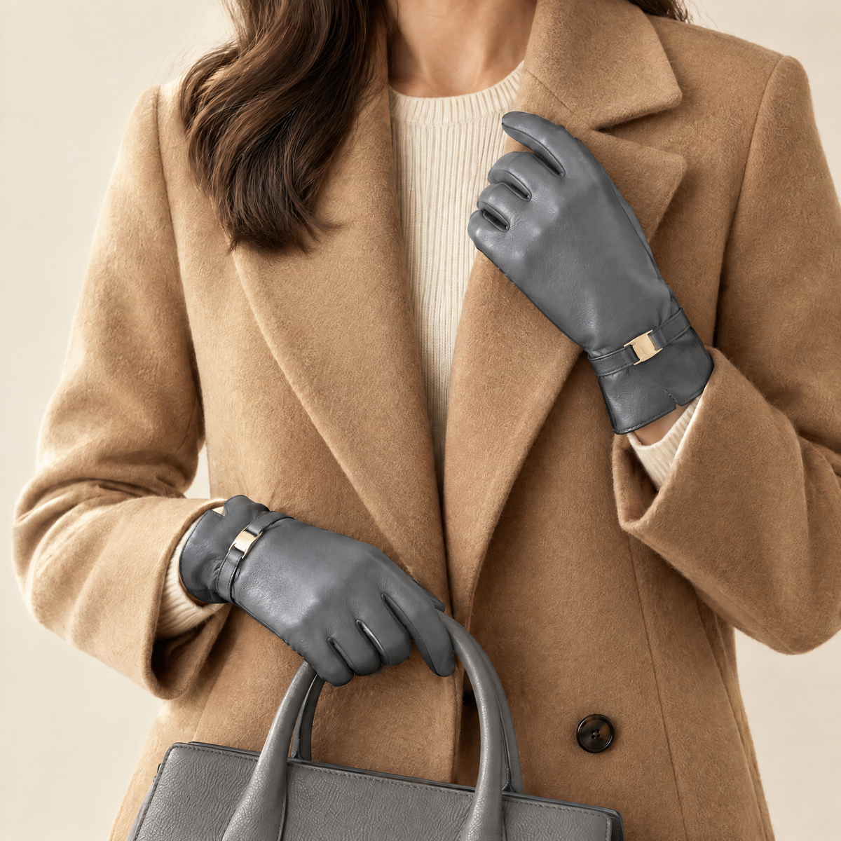 Hollis Buckle Gloves in Grey