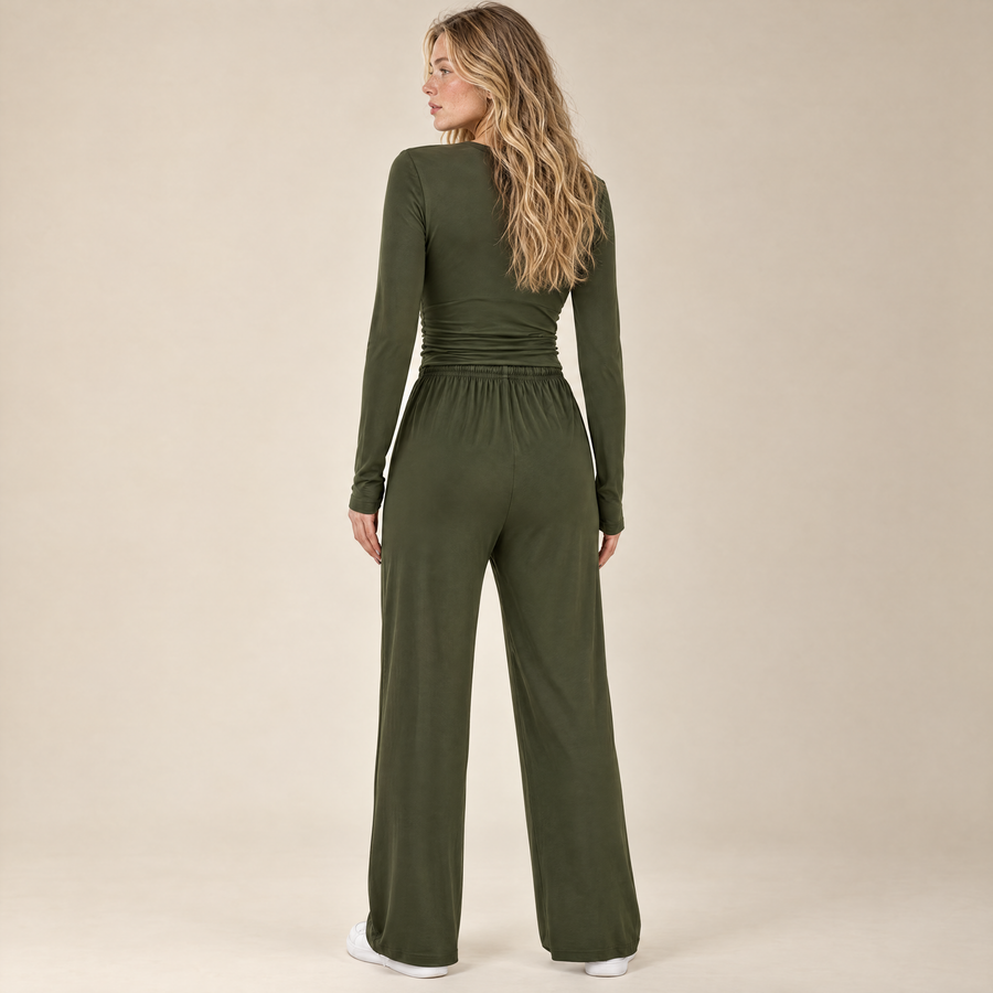 Mira Lounge Set in olive, back view