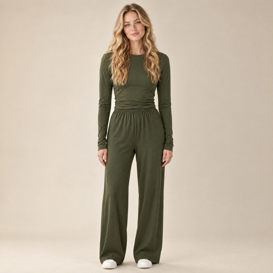 Mira Lounge Set in olive, front view