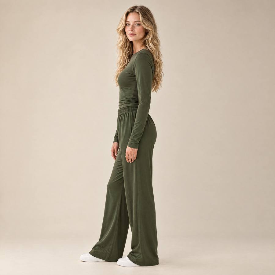 Mira Lounge Set in olive, side view